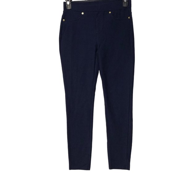 MICHAEL KORS NAVY STRETCH KINIT Pull on LEGGING PANTS SZ MD - Picture 3 of 9